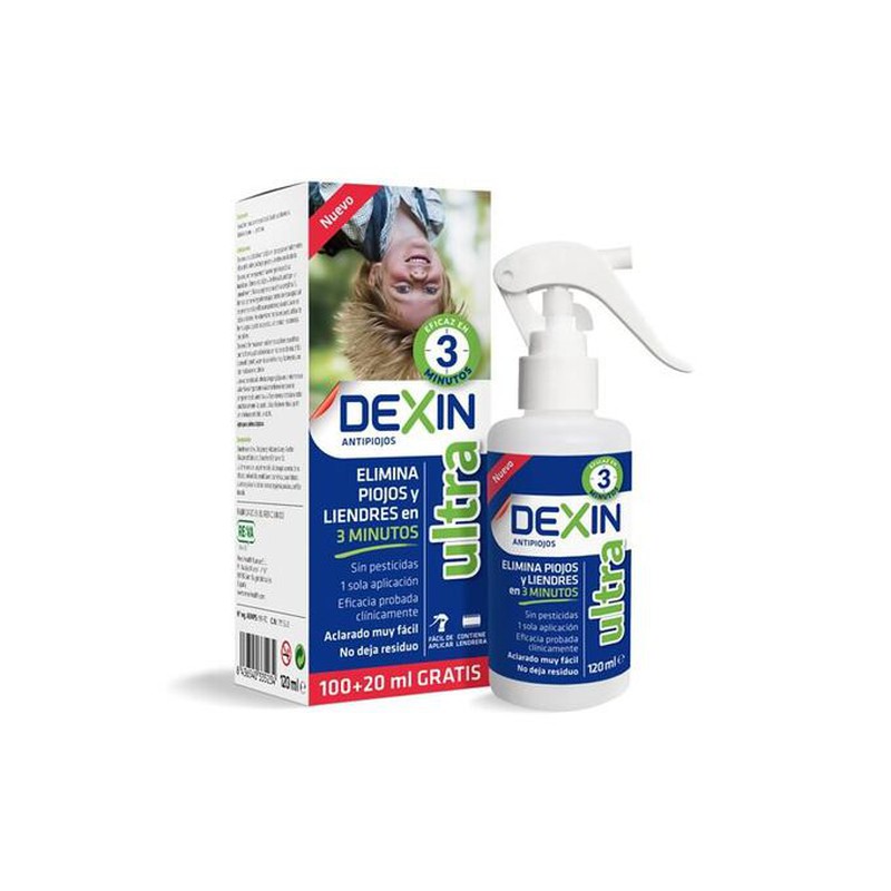 Dexin Ultra Loción Antipiojos Spray eficaz en 3 minutos Sin Pesticidas Sin  Insecticidas 100+20 ML — Farmacia Núria Pau