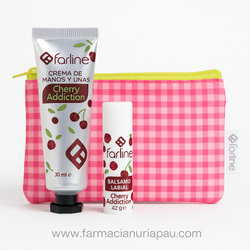 Farline Neceser Monedero Cherry Addiction Crema de Manos y Uñas 30 ml + Bálsamo Labial SPF15 4,5 g
