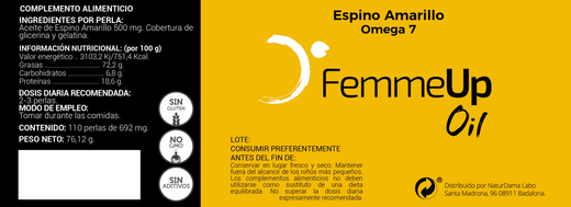 Huile FemmeUp Améliore la peau et les muqueuses 110 Perles