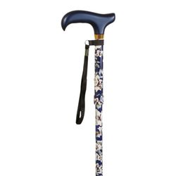 Garcia 1880 Baston Muletilla Mini Plegable en Aluminio, Estampada con Flores Blancas y Fondo Azul | R. 3316