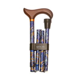 García 1880 Muletilla Plegable Estampada Cachemir Azul Puño Madera | R. 311