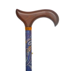 García 1880 Muletilla Plegable Estampada Cachemir Azul Puño Madera | R. 311