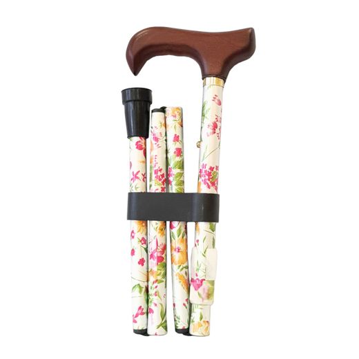 García 1880 Muletilla Plegable Estampada Silver Flores Puño Madera | R. 314