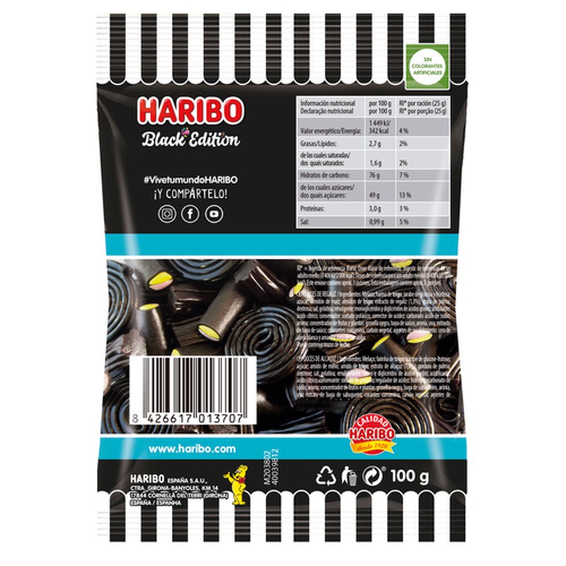 Black Edition Surtido Regaliz Negro HARIBO Pack 18*100 Gr