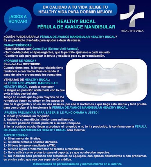 HealthyVida Healthy Bucal Ferula de Avance Mandibular Anti Ronquidos