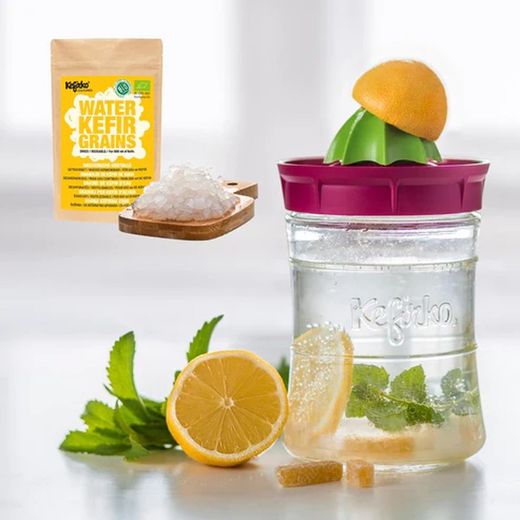 Kefirko Kefir Maker Fermentador de Kefir 848 ml + Nodulos deshidratados de Kefir de Agua Ecologicos (5 gr)
