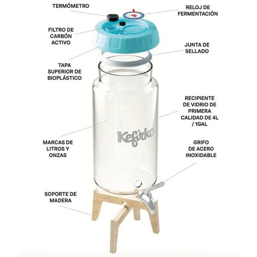 Kefirko Kombucha Fermenter 4 l Azul