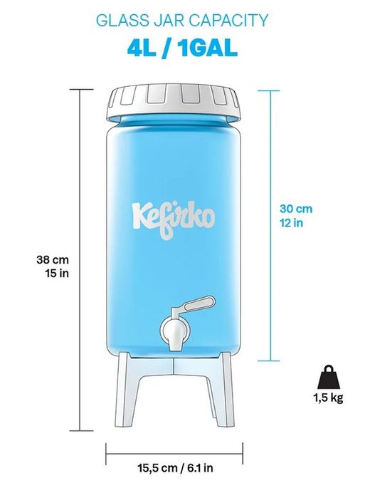 Kefirko Kombucha Fermenter 4 l Azul
