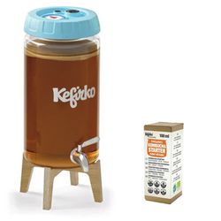 Kefirko Kombucha Fermenter 4 l Azul + Kefirko Starter Kombucha Ecológica 100 ml