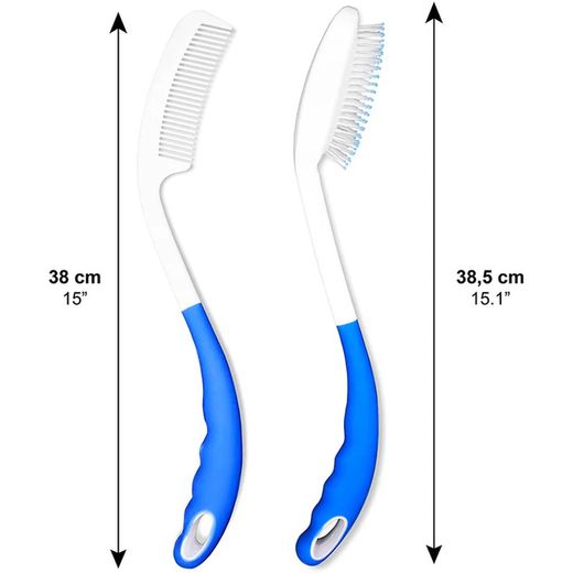 Kmina Cepillo Mango Largo y Peine Pelo (Pack) Empuñadura Gruesa y Ergonómica Aseo K40007