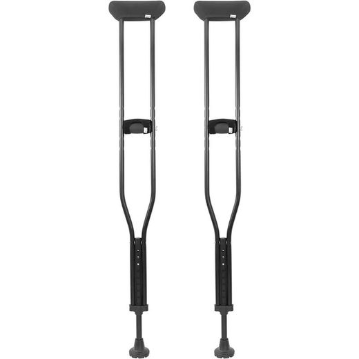 Muletas de axila acolchoadas Kmina adulto alumínio preto M / G - K10051 / K10052 2 unidades