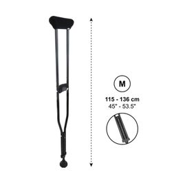 Kmina Béquilles Axillaires Rembourrées Adulte Aluminium Noir M / L - K10051 / K10052 2 Unités