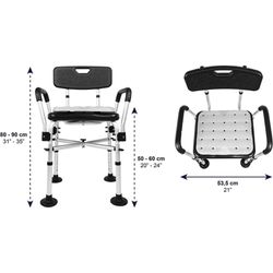 Kmina Chaise de douche rembourrée Chaises de salle de bain pour personnes âgées Noir / Blanc K30016 / K30017