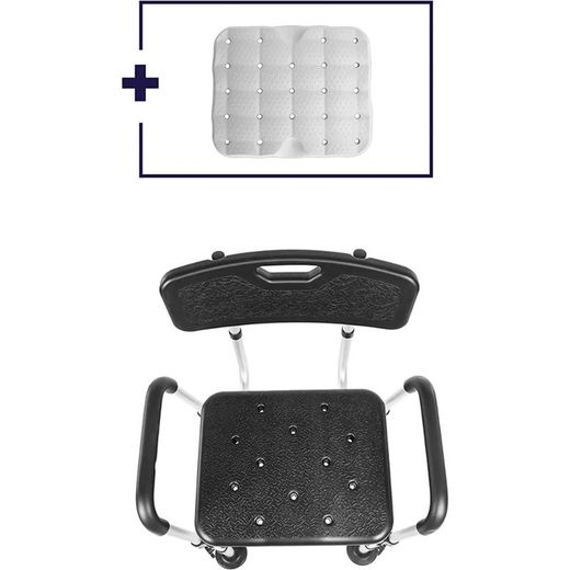 Kmina Chaise de douche rembourrée Chaises de salle de bain pour personnes âgées Noir / Blanc K30016 / K30017
