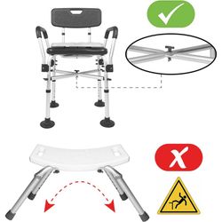 Kmina Chaise de douche rembourrée Chaises de salle de bain pour personnes âgées Noir / Blanc K30016 / K30017