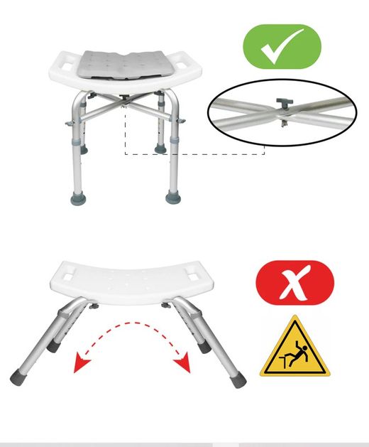 Kmina Taburete Ducha Acolchado (150 kg) Banqueta Silla Baño para Mayores Blanco K30018