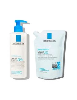 La Roche-Posay LIPIKAR SYNDET AP+ Pack Ahorro Crema Limpiadora Sin Perfume 400 ml + 400 ml Recarga.