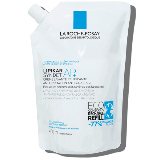 La Roche-Posay LIPIKAR SYNDET AP+ Pack Ahorro Crema Limpiadora Sin Perfume 400 ml + 400 ml Recarga.