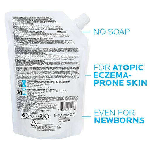 La Roche-Posay LIPIKAR SYNDET AP+ Pack Ahorro Crema Limpiadora Sin Perfume 400 ml + 400 ml Recarga.