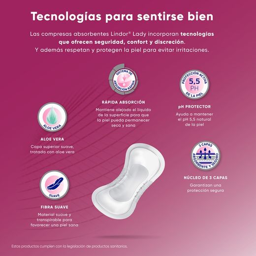 Lindor Lady Normal Compresses 3 Drops 14 Units