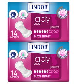 Lindor PACK Lady Maxi Night Compresses 6 Drops 2 x 14 Units