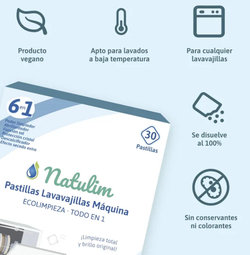 Natulim Eco Pastillas Lavavajillas 6 en 1 30 Lavados