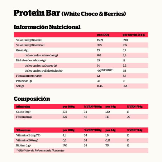 Nutrisport Protein Bar Barrita Proteica Choco Blanco y Frutos Rojos 44 g