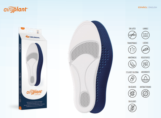 Palmilha de silicone ultraleve Orliman com descarga AP750C