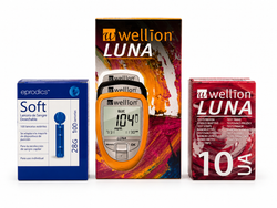 PACK Wellion Luna Medidor + Wellion Luna Acido Urico 10 Tiras Reactivas + Eprodics 100 lancetas