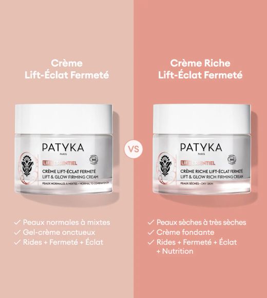Patyka Lift Essentiel Crème Riche Lift-Luminosité Raffermissante pour Peaux Sèches 50 ml