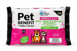 Pet Benefit Toallitas Limpiadoras de Ojos, Hocico y Orejas para Perros y Gatos 20 Unidades