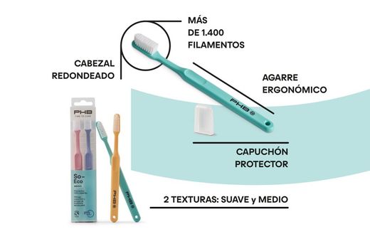 PHB So-Eco 2 Cepillos de Dientes Medio