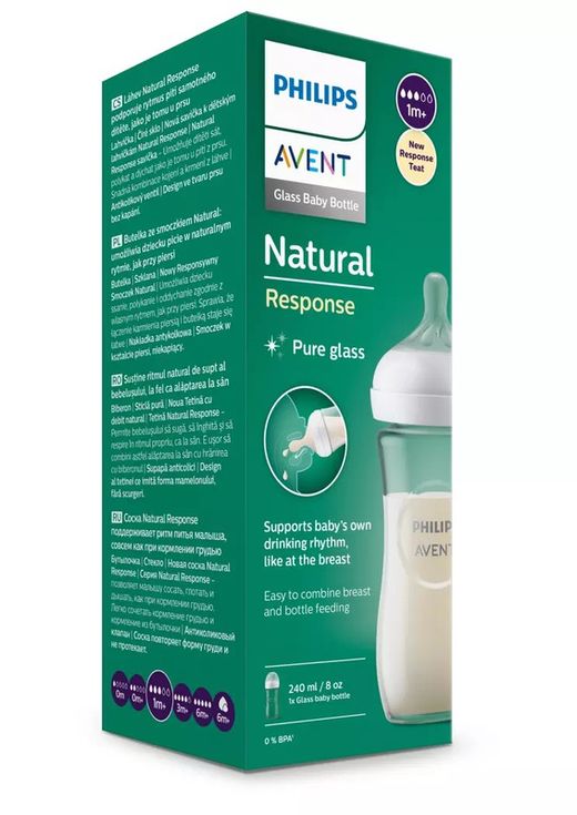 Philips Avent Natural Response Biberón Cristal 240ml Tetina T3 1m+ SCY933/01