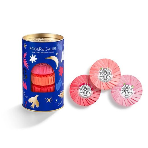 Caixa de 3 sabonetes de bem-estar Roger&Gallet (Fleur de Figuier, Ginger Rouge e Rose)