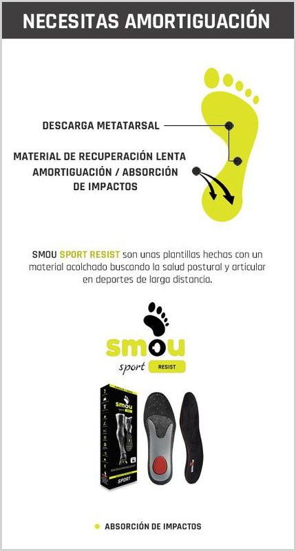 Palmilhas de espuma viscoelástica Smou Sport Resist para mulheres e homens esportivos