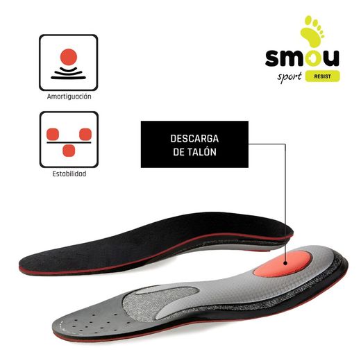 Palmilhas de espuma viscoelástica Smou Sport Resist para mulheres e homens esportivos