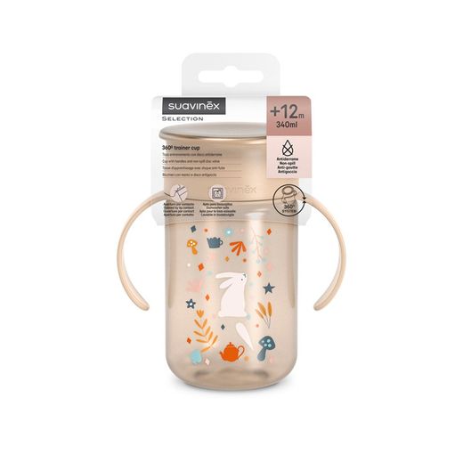 Suavinex 360º Trainer Cup Wonderland 340 ml - Verde / Rosa / Bege (+12 meses)