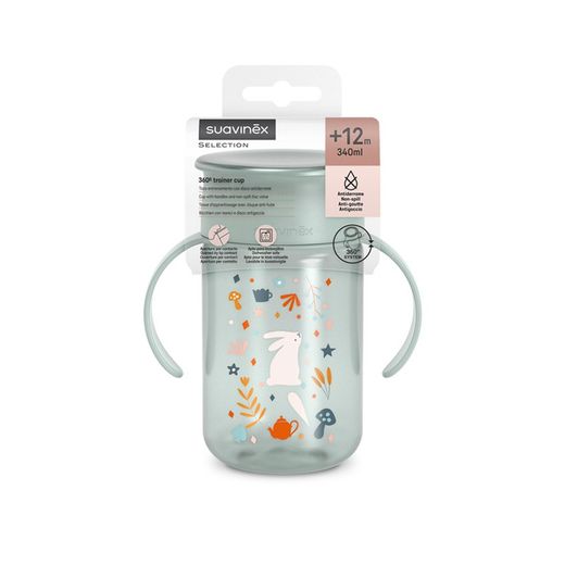 Suavinex 360º Trainer Cup Wonderland 340 ml - Verde / Rosa / Bege (+12 meses)