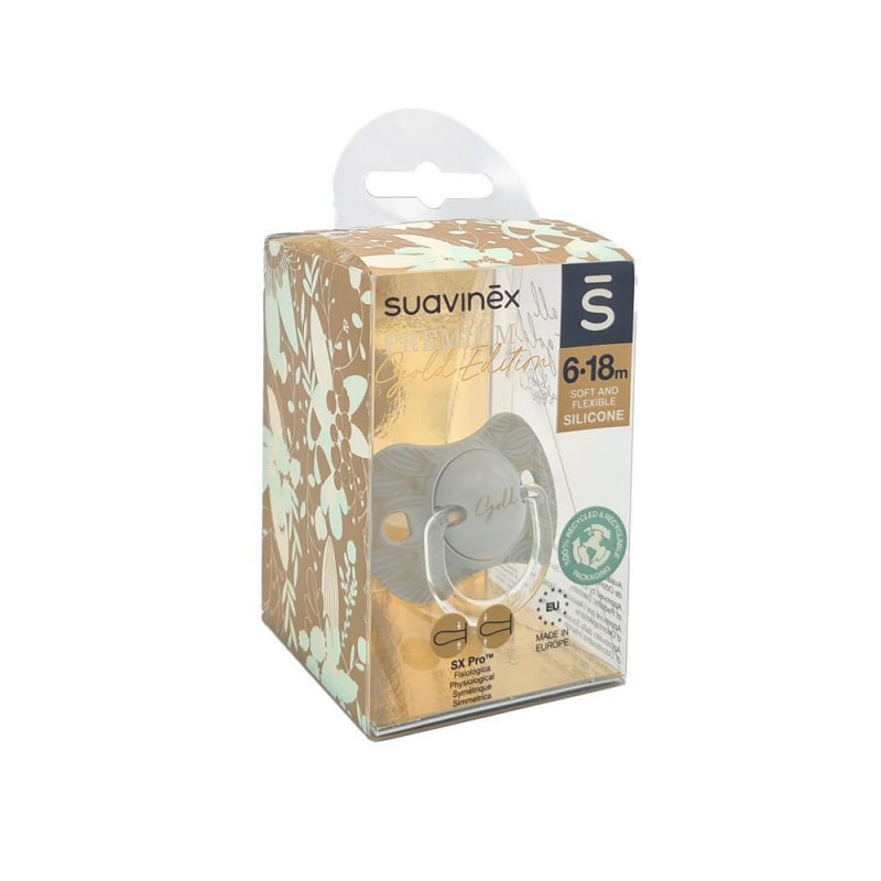 Suavinex Gold Sucette Silicone 6/18 Mois - Tétine Symétrique SX Pro 