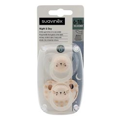 Chupeta anatômica de silicone Suavinex noite 6-18
