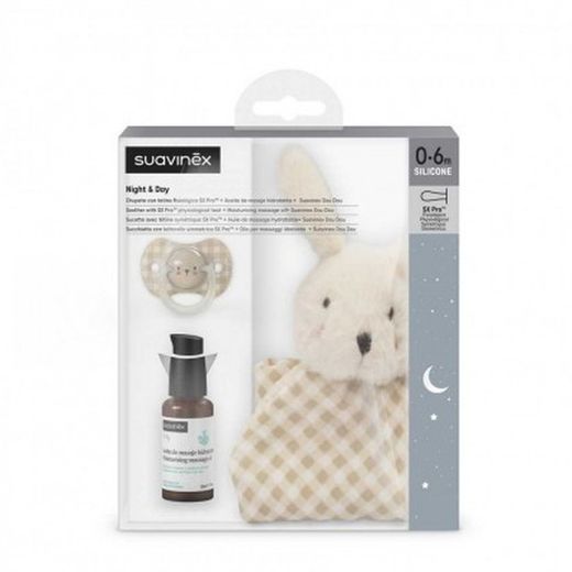 Suavinex Night & Day Chupete con Tetina Fisiologica SX Pro + Aceite de Masaje Hidratante 30 ml + Dou Dou