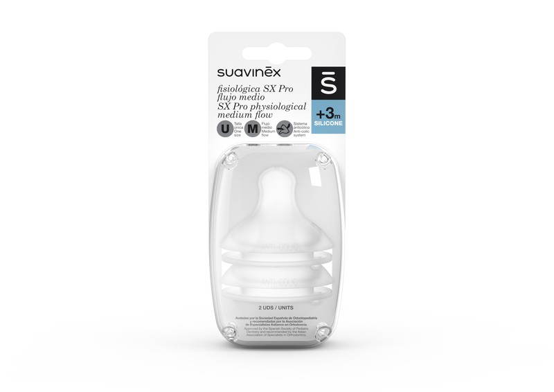 Suavinex Tétine Silicone Physiologique SX Pro Flow M +3m 2 U — Farmacia  Núria Pau