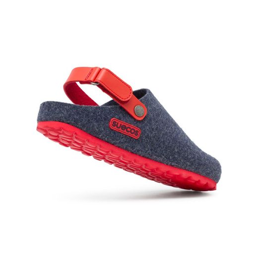 Suecos Zapatilla de Estar por Casa Hem Strap Azul Marino y Rojo