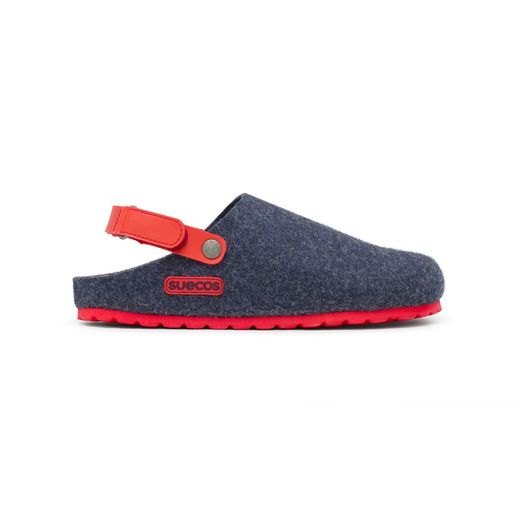 Suecos Zapatilla de Estar por Casa Hem Strap Azul Marino y Rojo