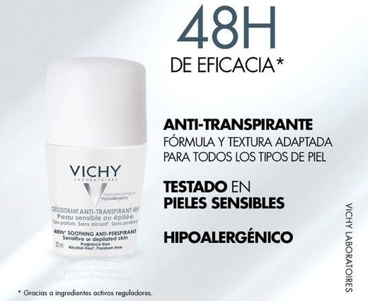 Vichy Desodorante Anti-Transpirante 48h Roll-On Piel Sensible 50 ml