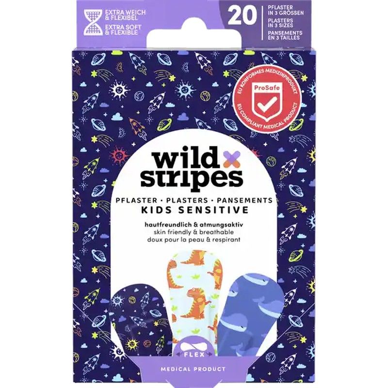Wild Stripes Apósitos de Plastico Impermeables Space 20 Unidades